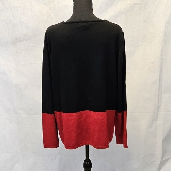 Allison Daley Black Red Grey Rhinestone Bling 100% Acrylic Sweater Size XL - Picture 3 of 7